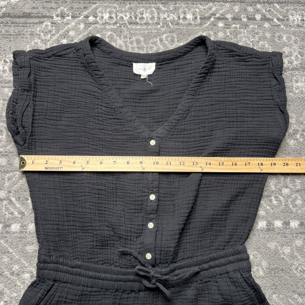 Lou & Grey Cotton Gauze Short Sleeve Shorts Romper Medium Black Beach Vacation - Picture 4 of 9
